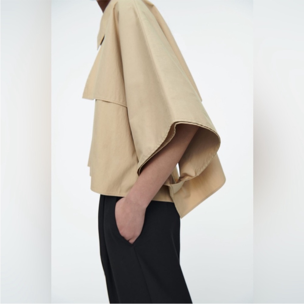 COS Beige Cropped Trench Coat Cape - Picture 2 of 6